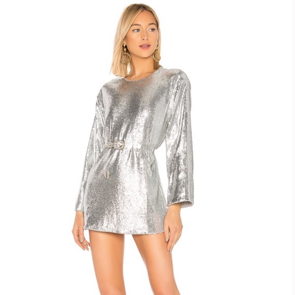 Lovers + Friends Silver Sequin Mini Dress